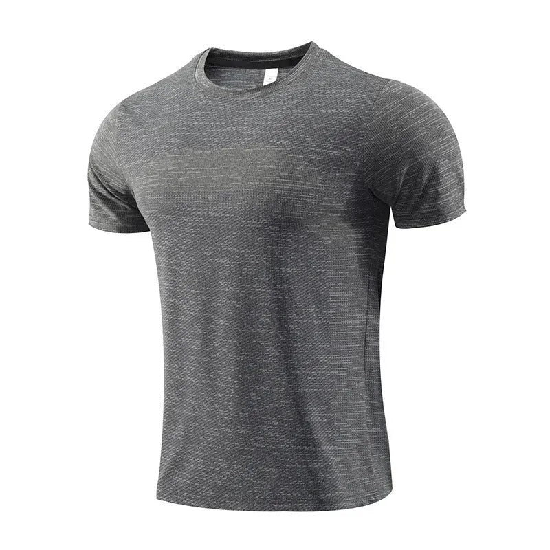Men's short sleeve running and basketball T-shirt in polyester spandex fabric on a size chart
