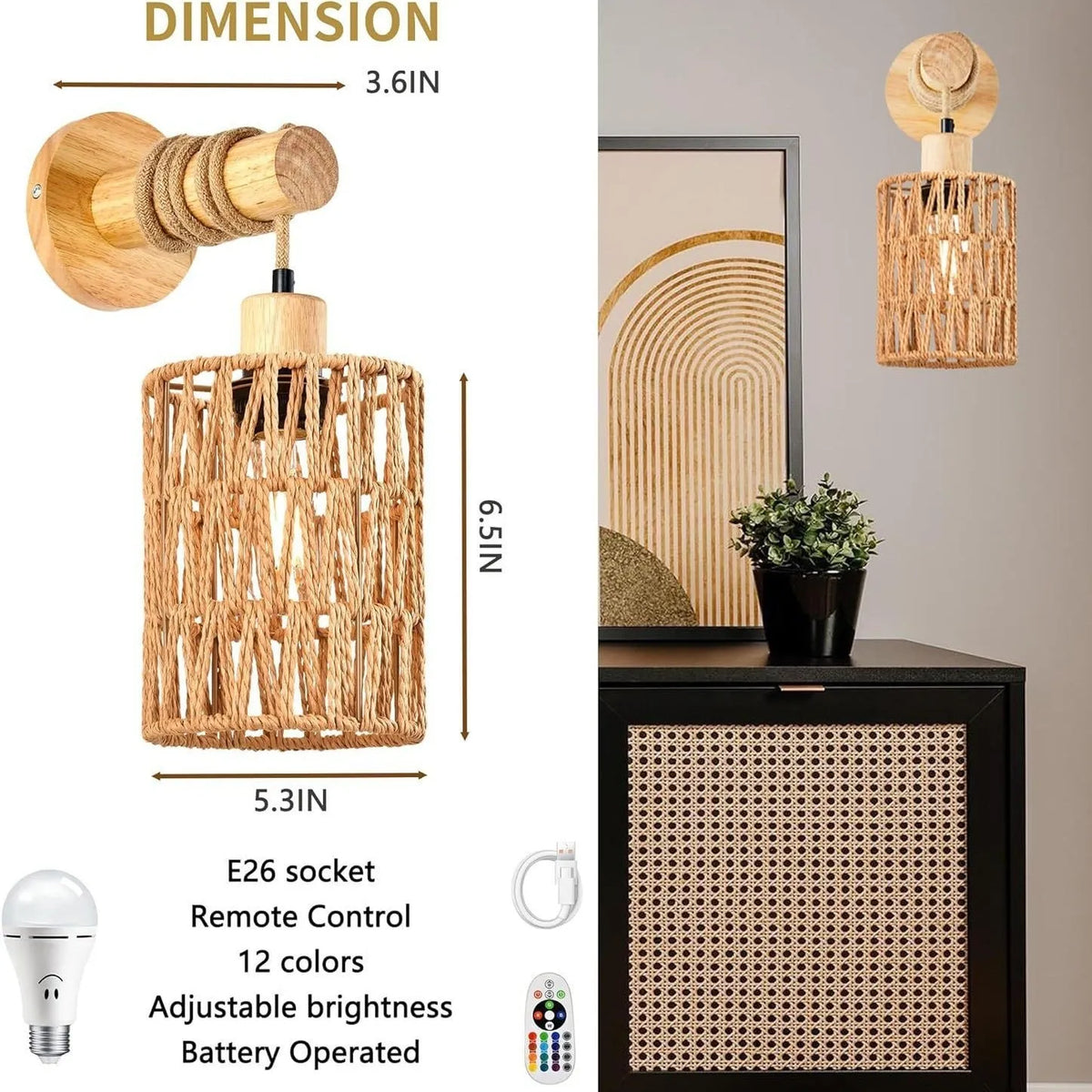 Wooden farmhouse country wall lamps, 220V, 2 pack, modern simplicity style, bulbs not included