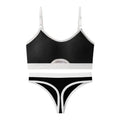 Women's white cotton sports bra and briefs set with beautiful back design and underwired moulded cup.