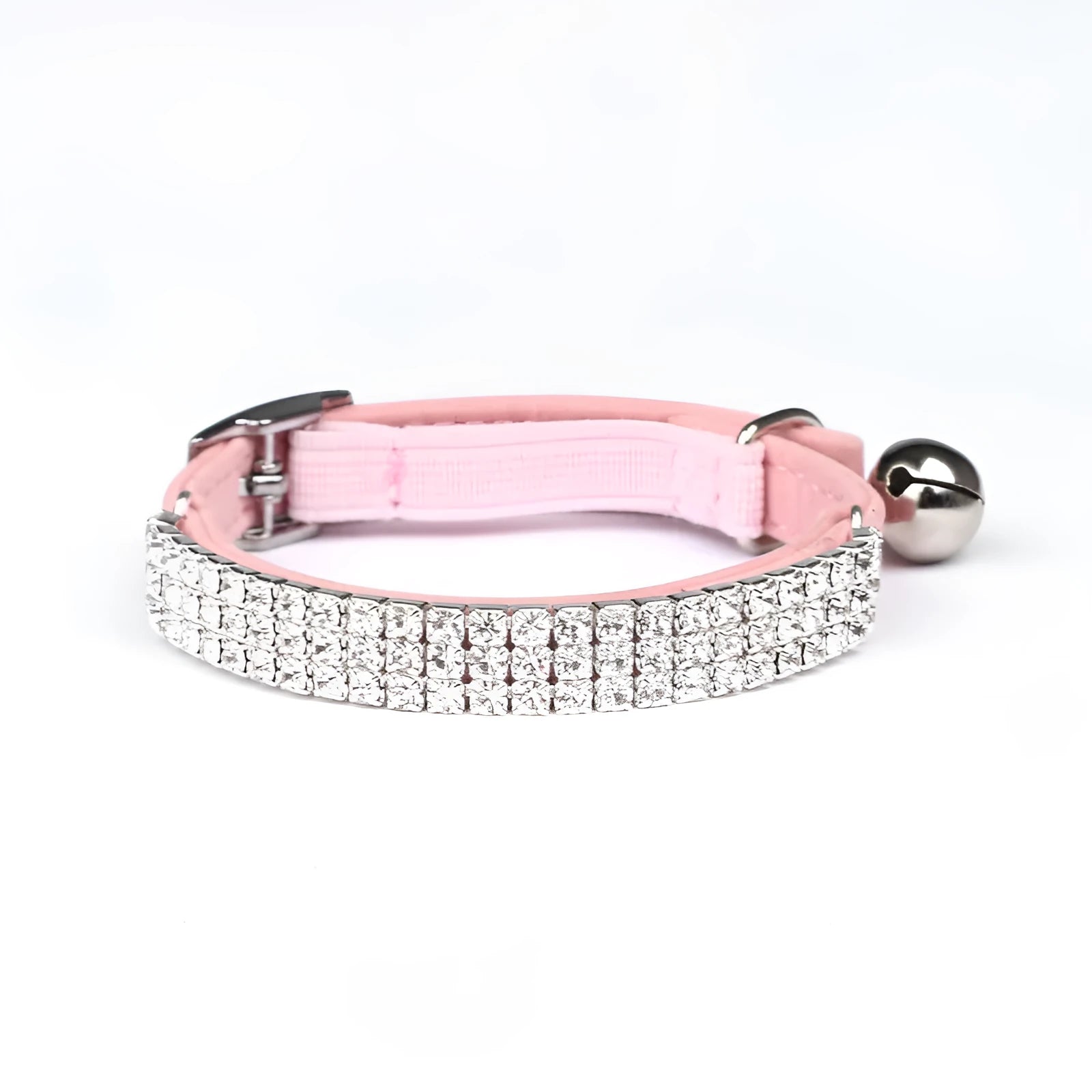A velvet cat collar with rhinestones, shown in an adjustable length from 20 to 30 cm.