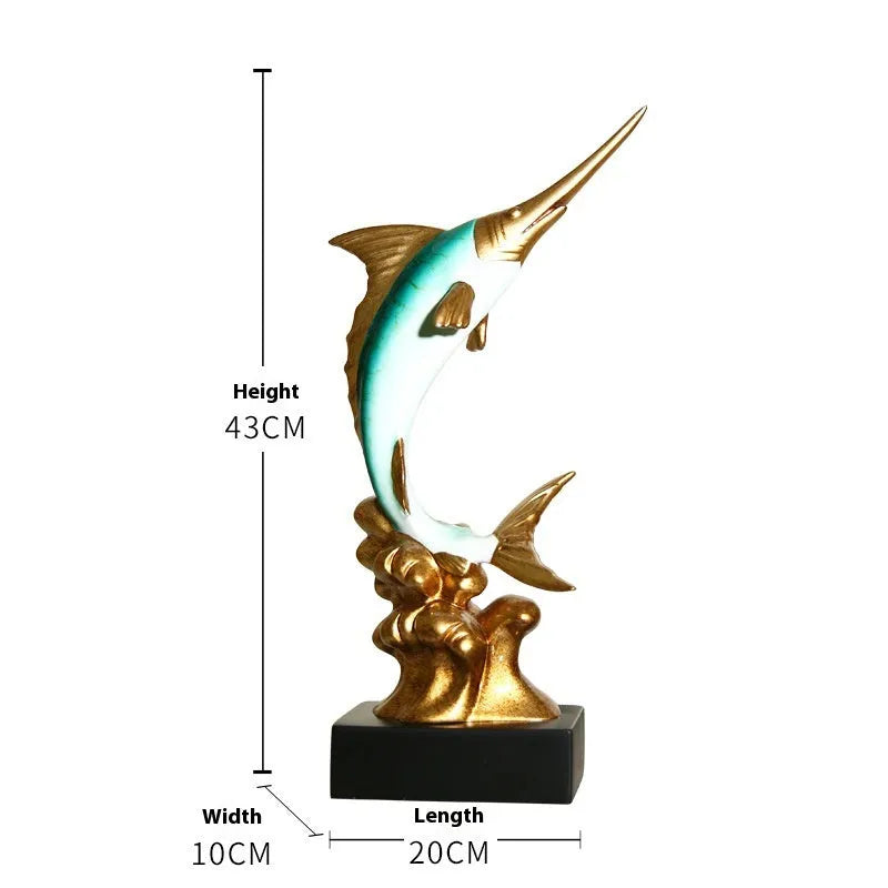 European style swordfish decorative craft ornament in plastic and resin materials