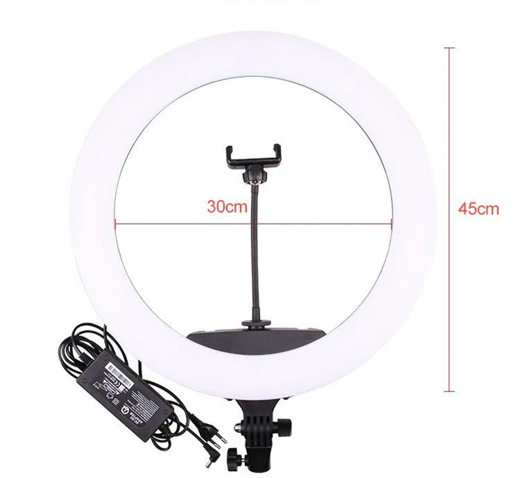 18 inch 65W ring light with 416 LED beads on hot shoe mount