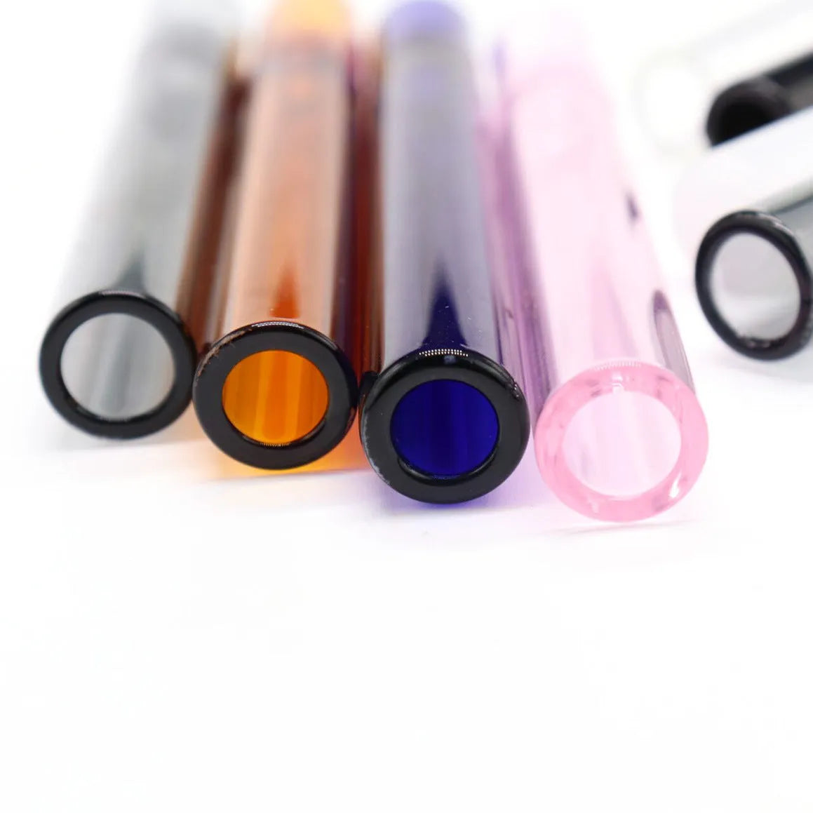 Transparent pink glass telescopic smoke pipe nozzle for water bongs