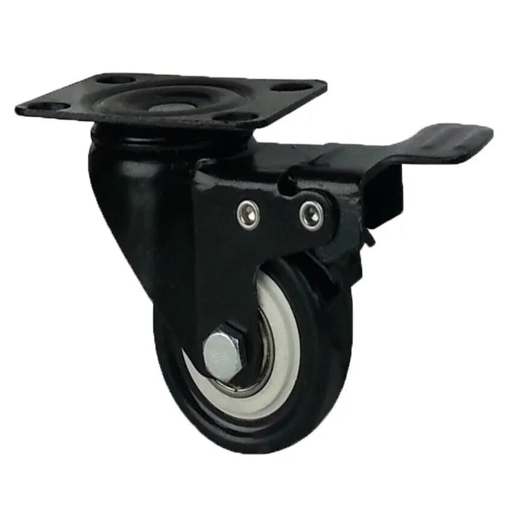Red double bearing mute universal caster with wheel and metal bracket for furniture