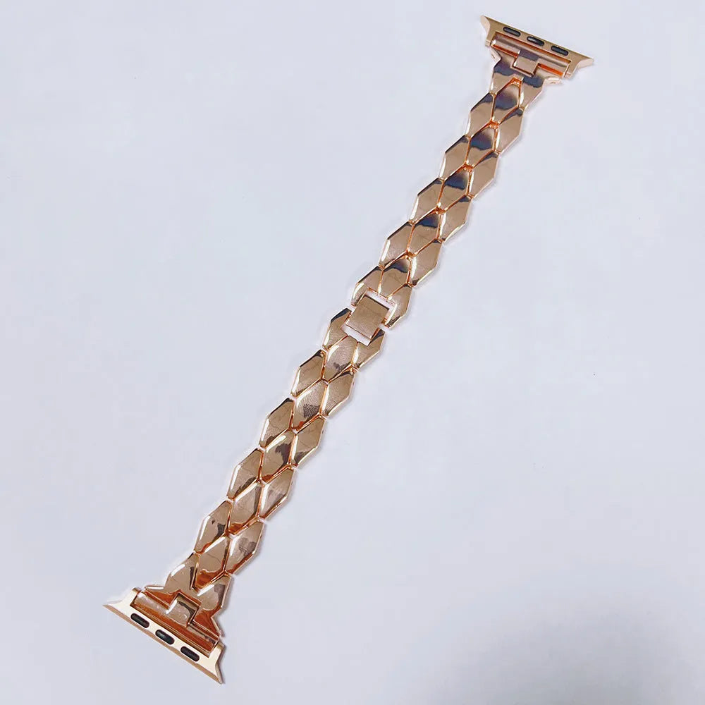 Creative stainless steel diamond solid metal strap for Apple Watch in black colour