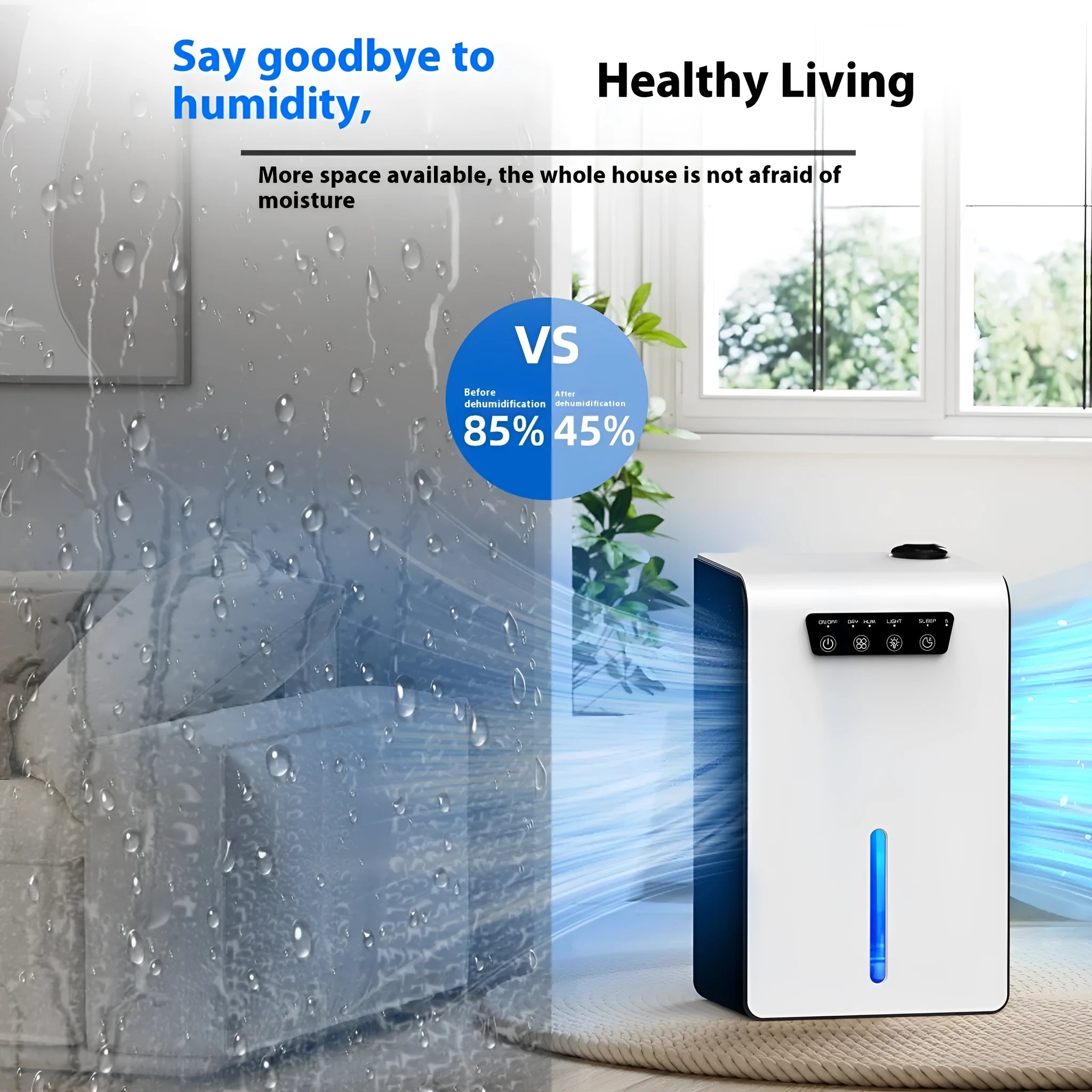 Milky white small household dehumidifier for bedrooms up to 20 square metres