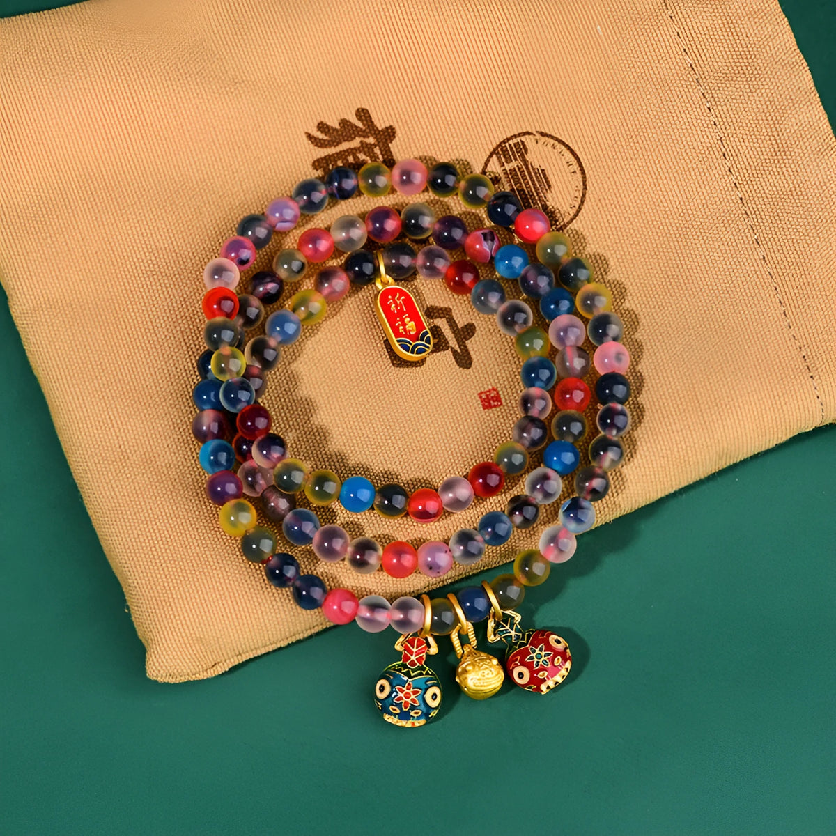 Dzogchen half pond agate bracelet in sugar heart fragrant gray with coloured glaze and swallowing gold beast design