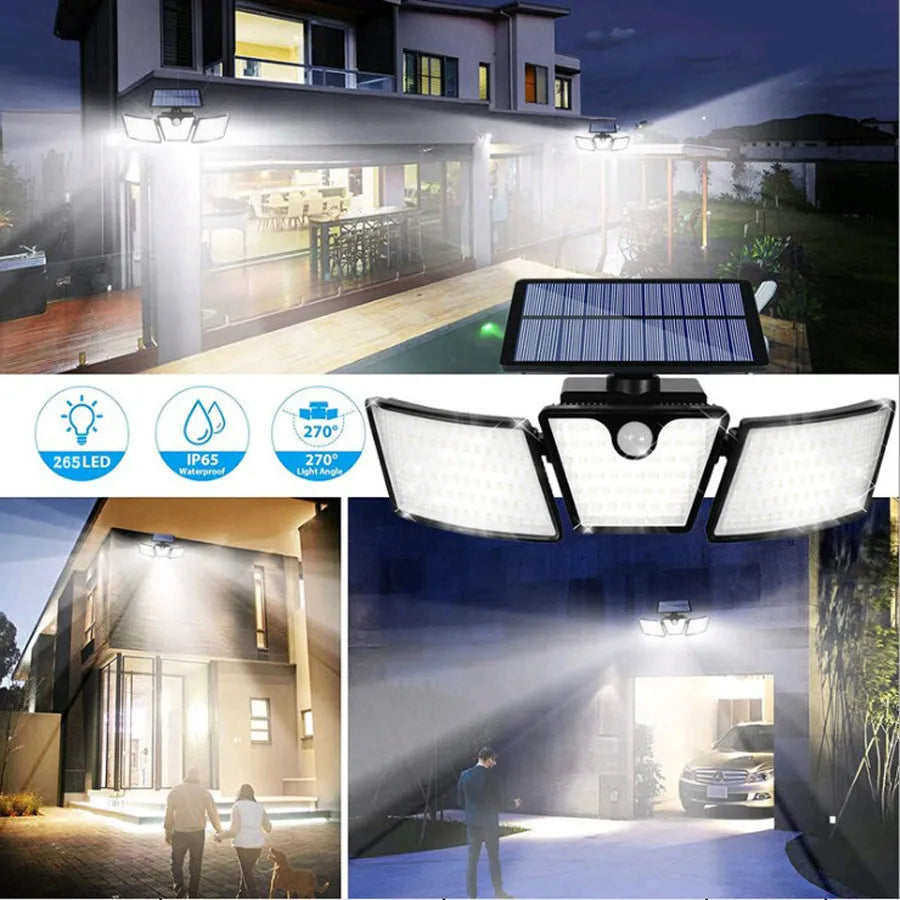 Solar light outdoor multi head human body induction garden light with ABS housing and IP65 waterproof rating