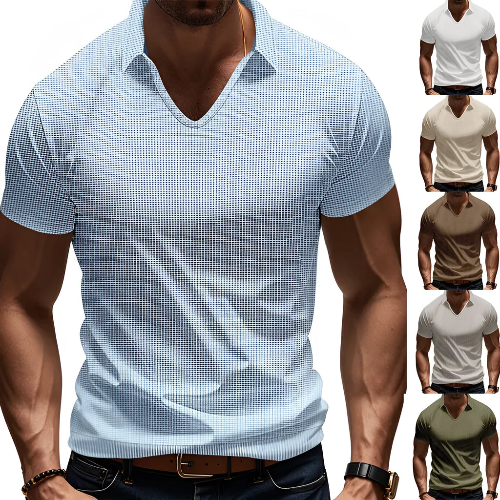 Men's V-neck loose fit short sleeve t-shirt in six colour options