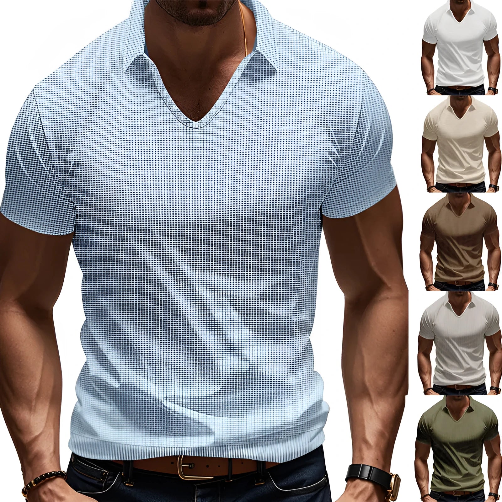 Men's V-neck loose fit short sleeve t-shirt in six colour options