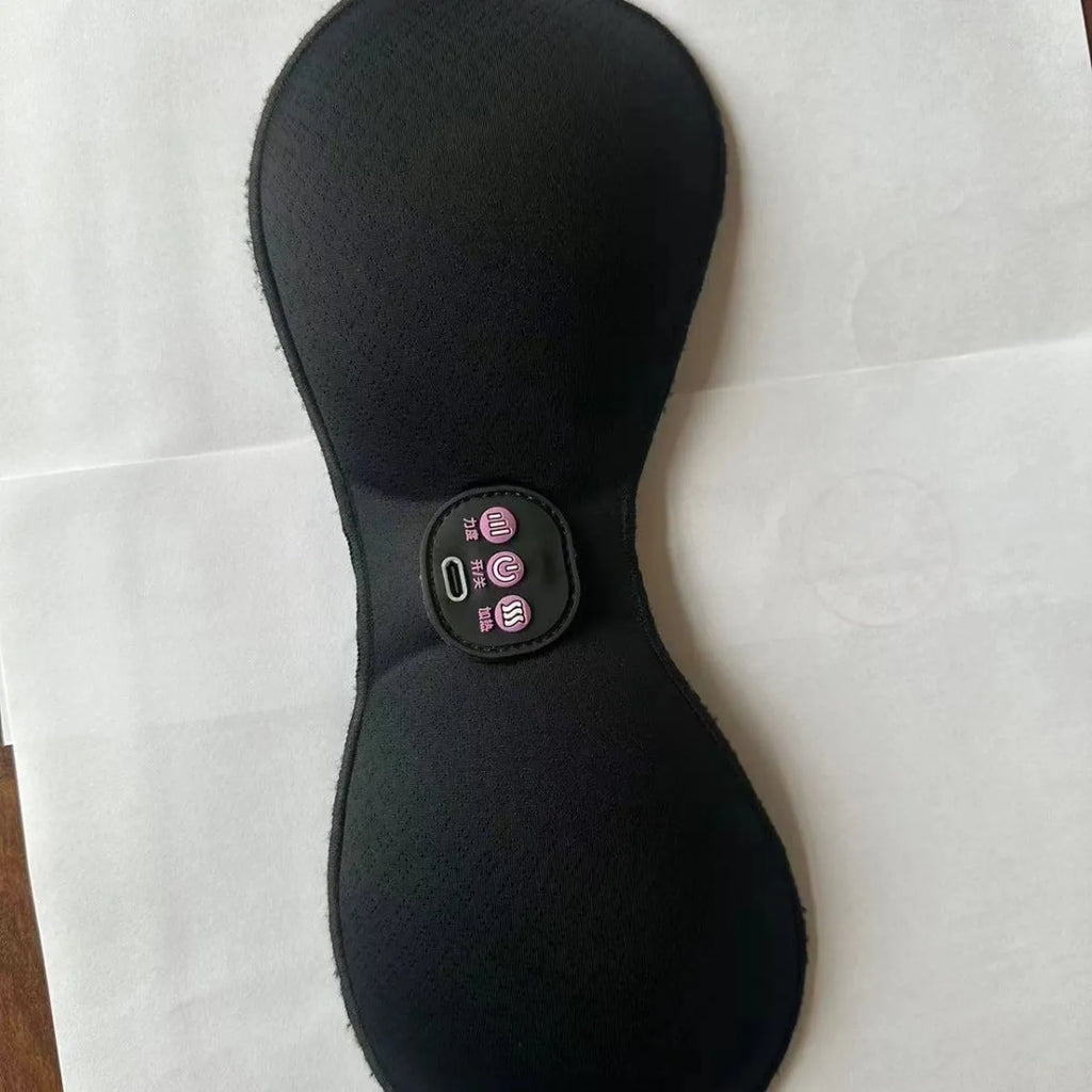 Black electric massage bra inner cushion chest paste with adhesive gel pads and 3-key English control interface