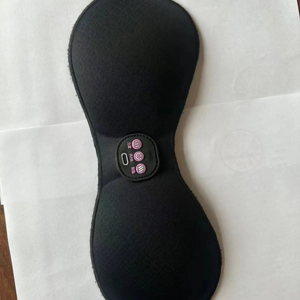 Black electric massage bra inner cushion chest paste with adhesive gel pads and 3-key English control interface