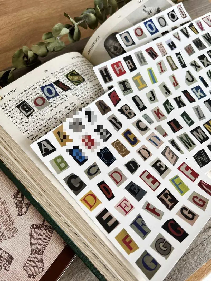 Set of cute style English letter and week word decoration stickers for planners and journals