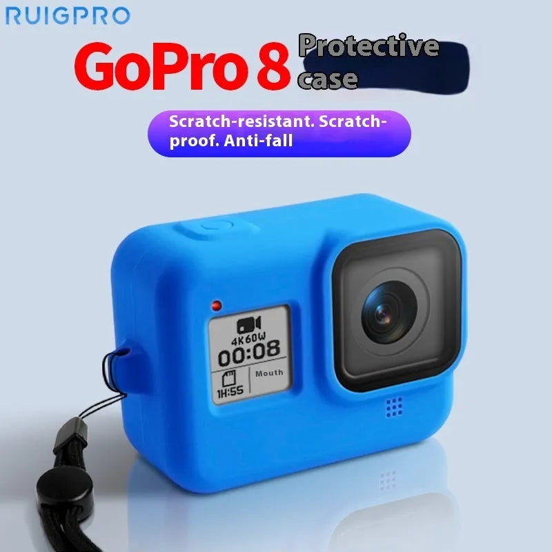 GoPro Hero8 Black silicone protective sleeve and carrying strap accessories in multiple colours