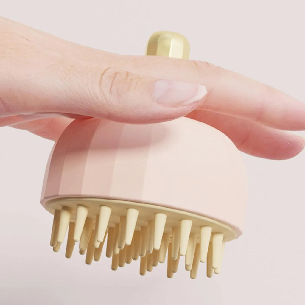 Green pink or white plastic pet bath massage brush with drainage holes and massage nodules, 95mm size.
