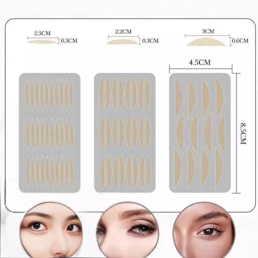 Box of non-adhesive eyelid stickers in three sizes for double eyelid creation