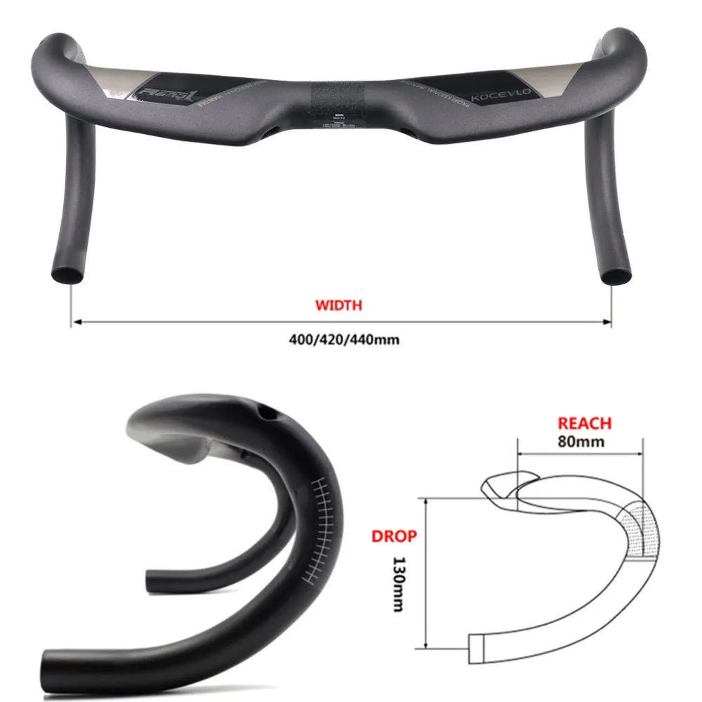Wei Bike carbon fibre road handlebar with 38 degree bend in matt black finish