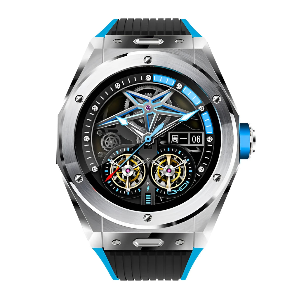 Smart watch sports bracelet with heart rate monitoring and Bluetooth calling in blue, orange, black, or white
