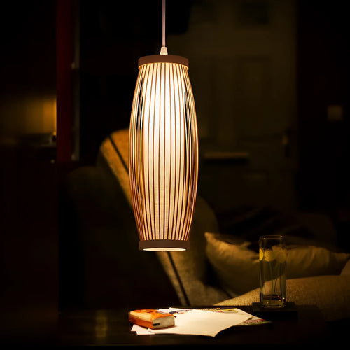 Bamboo woven New Chinese style chandelier 300mm ceiling light with warm LED option for corridor