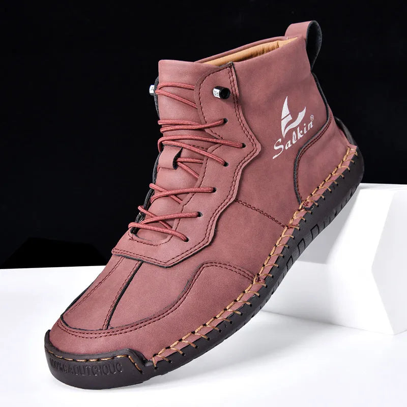 Retro high-top casual boots in multiple colours with flat rubber soles and elastic band sides
