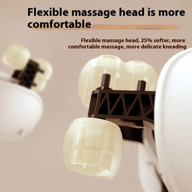 Blue rechargeable electric neck and back massager showing foldable design and compact 230x135x160mm size