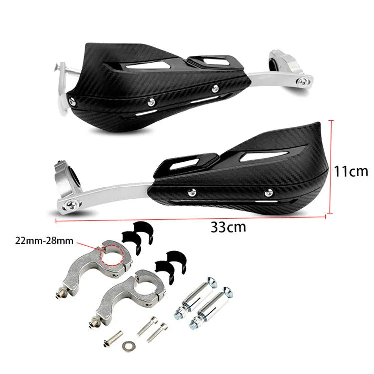 Z-style motorcycle handguard in aluminium alloy and PP plastic, shown in red on a handlebar