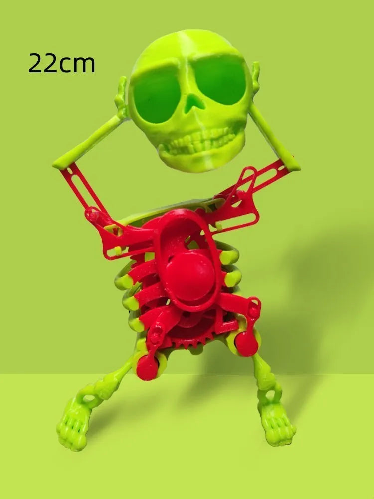 3D mini skull gravity toy dancing skeleton in pink and white colour 17cm height