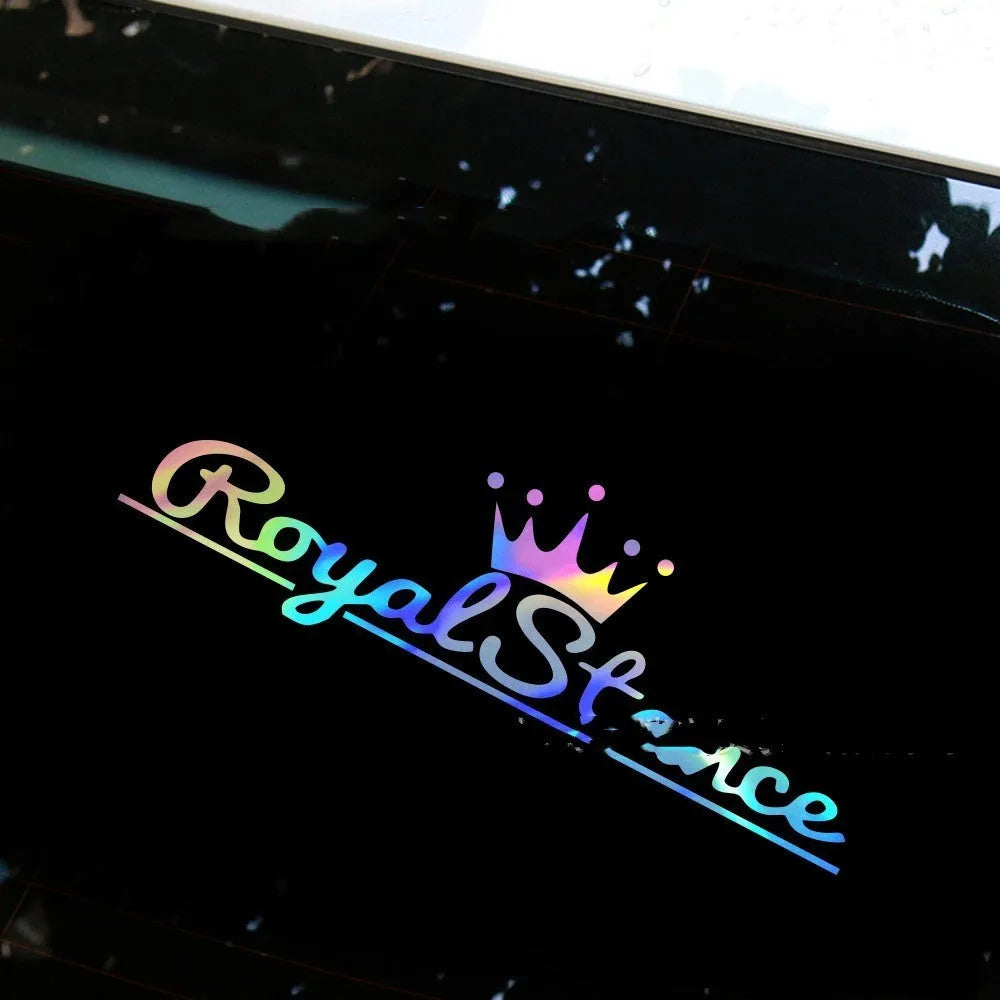 Reflective crown design car stickers in PET vinyl material measuring 30cm by 12cm
