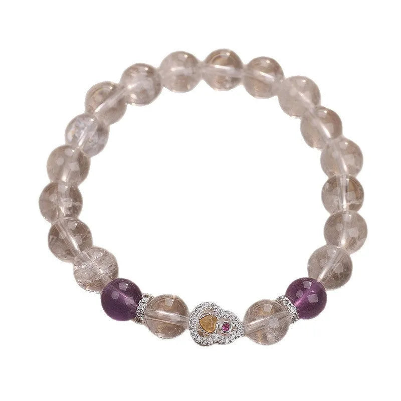 Women's natural white crystal amethyst bracelet, transparent crystal original design, single bracelet