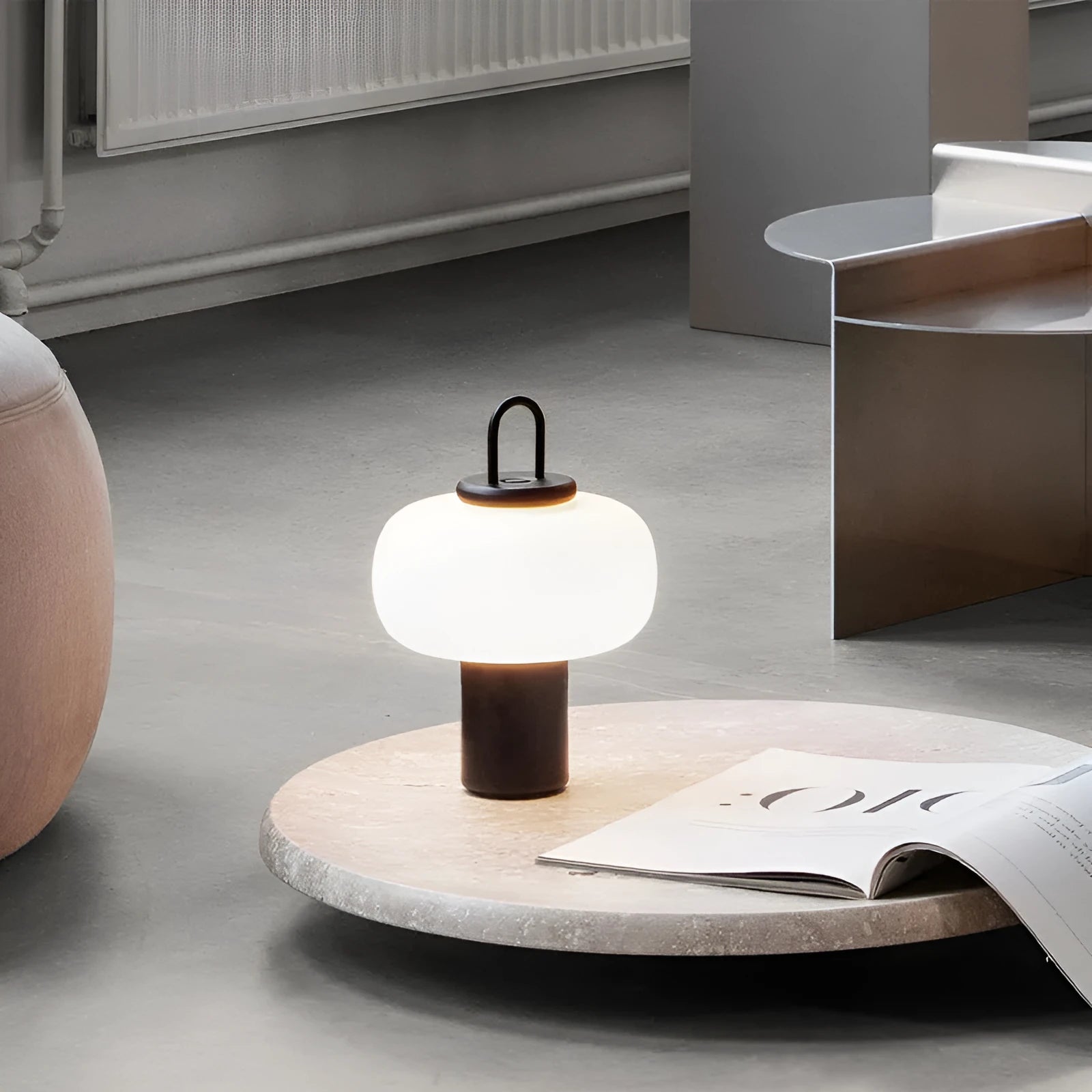 Japanese designer minimalist glass bedside table lamp for children's bedrooms with warm light