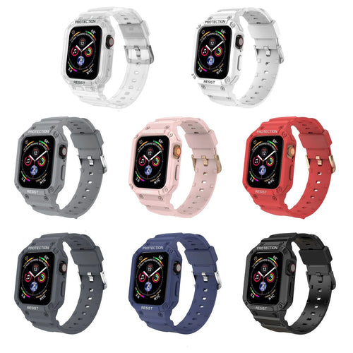 Soft TPU sport-style strap for Apple Watch Series 8 in multiple colour options on a white background.