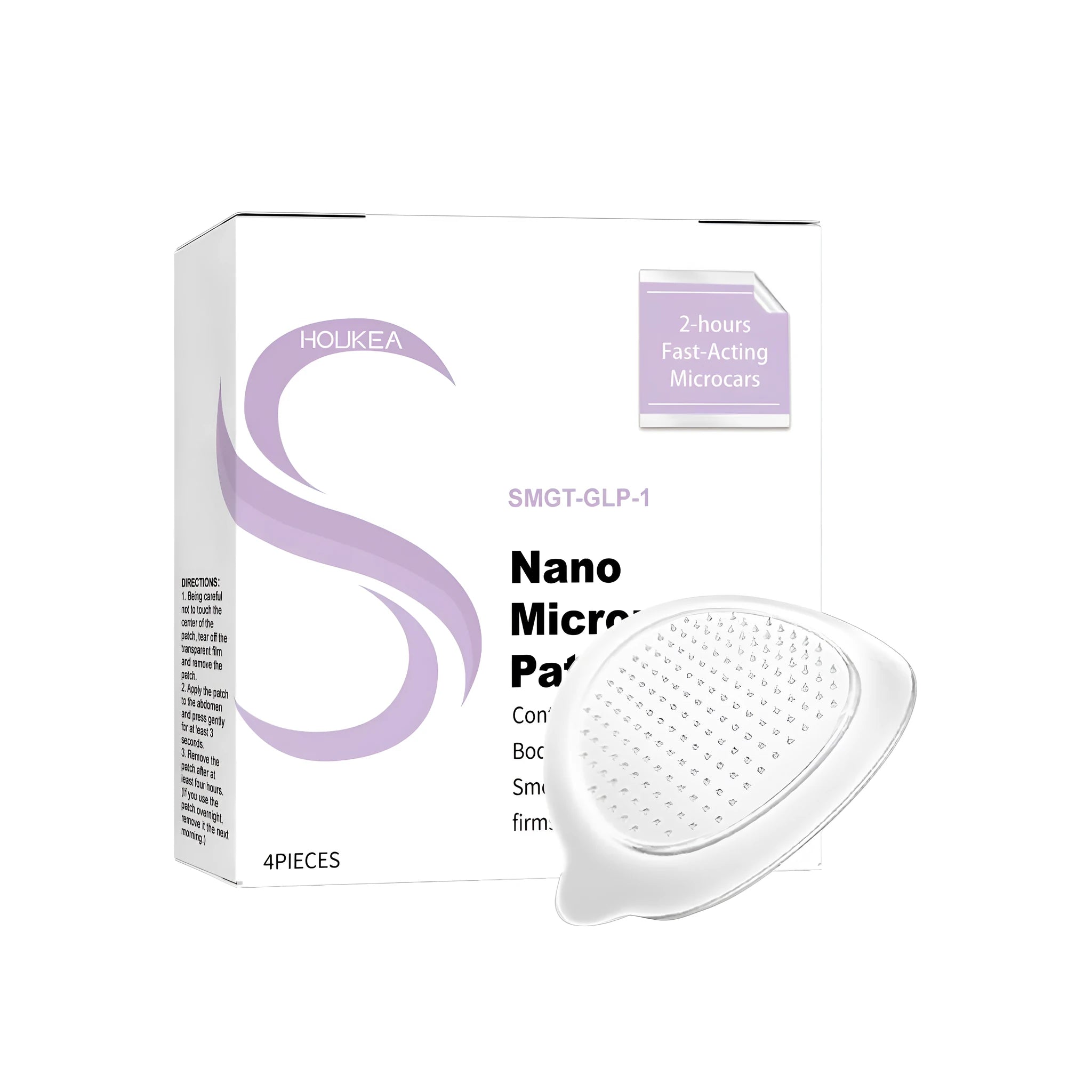 Nano microneedle patch pack containing four nursing stickers with ginger, mugwort root, and GLP-1