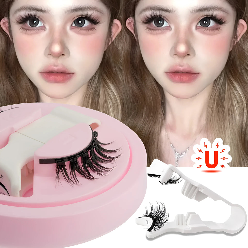 Reusable waterproof glue-free false eyelashes in natural artificial fibre