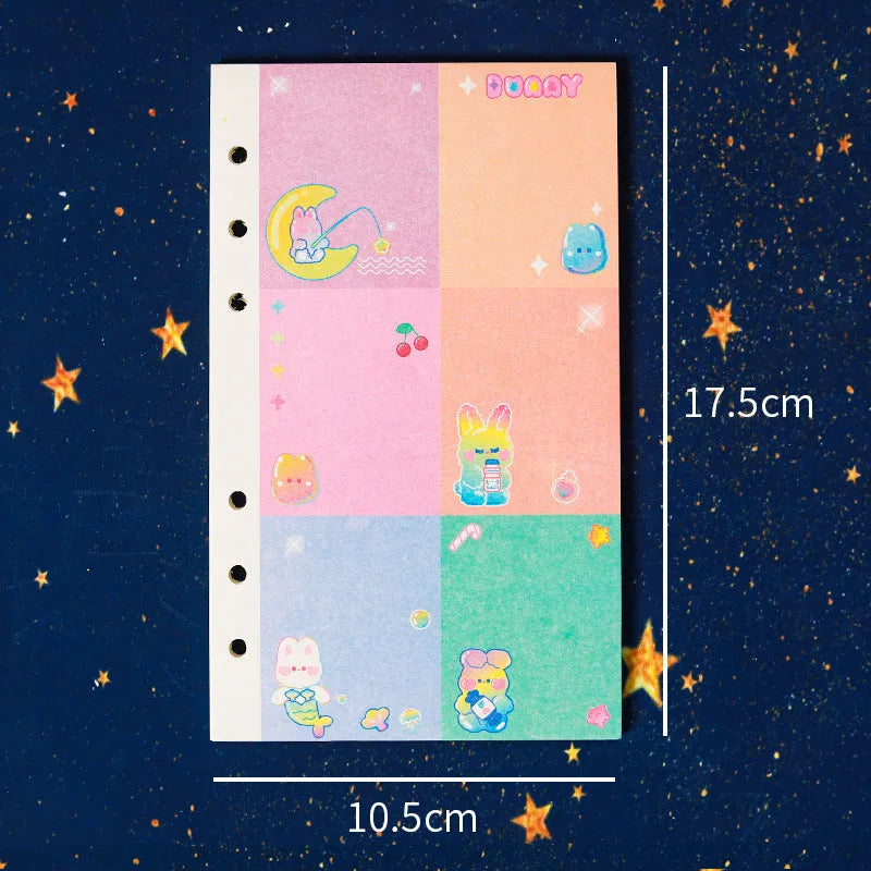 A6 loose-leaf notebook with heart designs showing Apple bear pattern, 80 sheets, 6-hole binder format