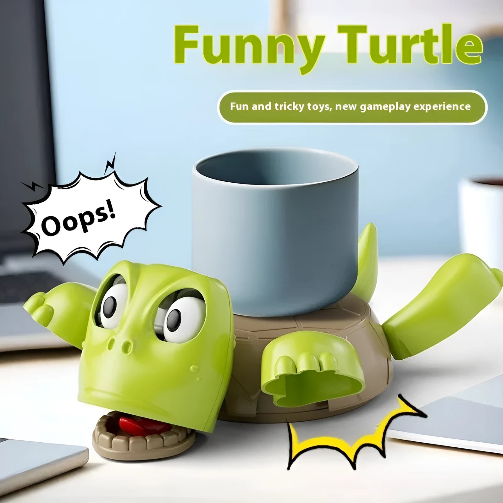 Turtle-shaped ABS plastic coaster in light green colour providing heat insulation for drinkware