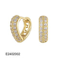 Gold plated heart-shaped ear clip earrings with gang drill decoration on copper base