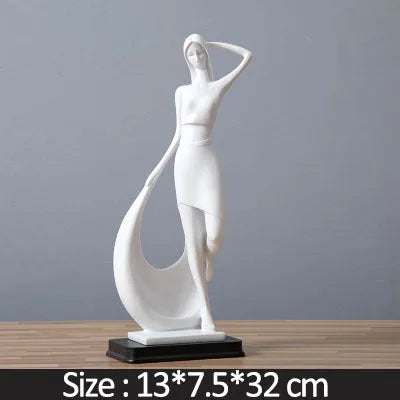 Nordic minimalist abstract sculpture figure in resin, sub-white smart dancer colour, home decor