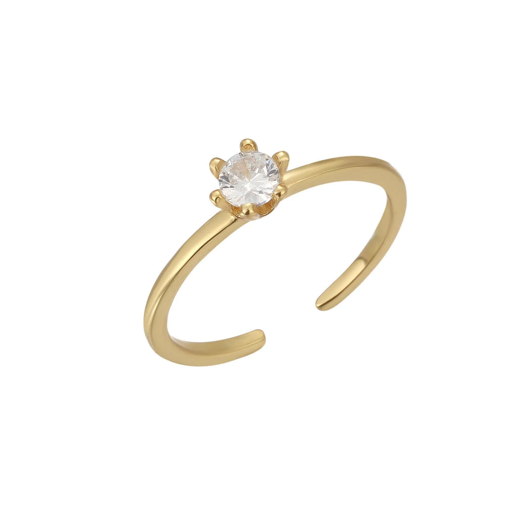 S925 sterling silver adjustable toe ring for women in gold F048 with inlaid zircon and geometric open design.