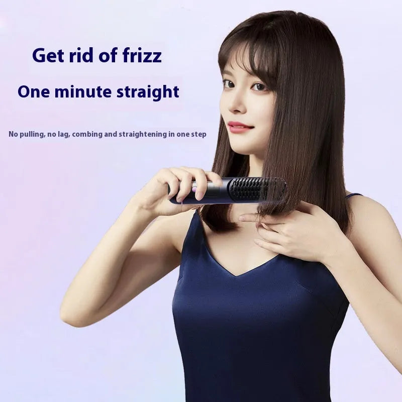 Portable negative ion hair comb in white, dark blue, or grey colour, showing compact size and teeth.