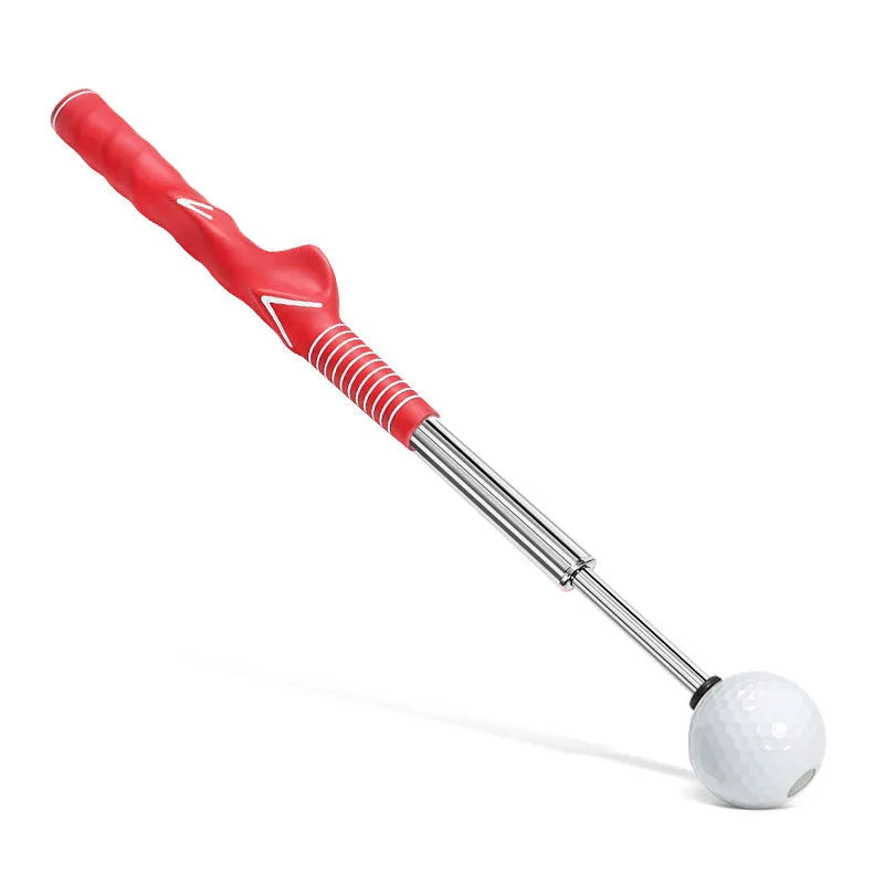 Telescopic golf swing trainer simulator with adjustable stainless steel shaft in choice of colours