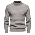 Men's slim fit knitted solid colour sweater in dark grey, blue or light brown, sizes M to XXXL