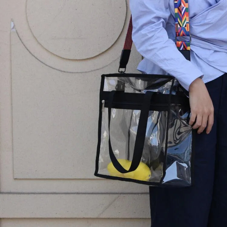 Transparent PVC women's messenger bag with three-dimensional pocket and double shoulder straps