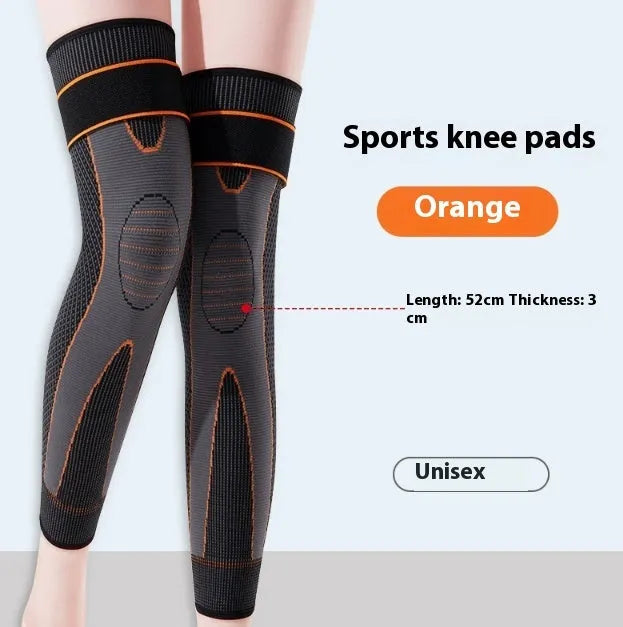 Self-heating knee pad pair with Argy Wormwood bandage, polyester, sizes M L XL, black green orange