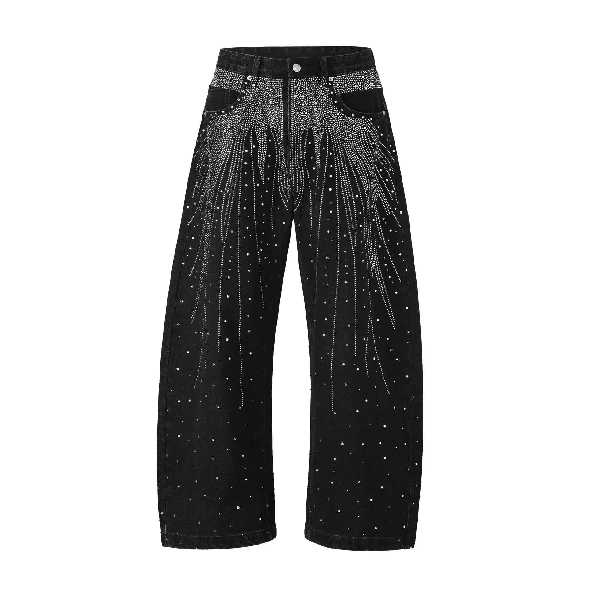 Cotton loose-fitting wide-leg trousers in black or blue colour with European sizing