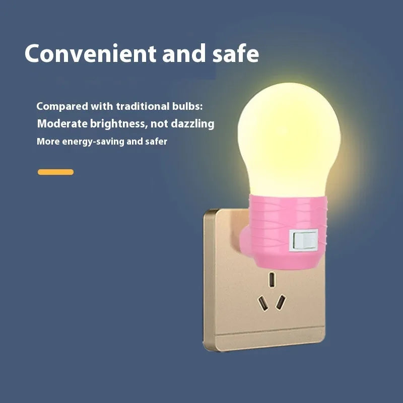 Plug-in bedside baby night light with round design in white, blue or pink shell colours
