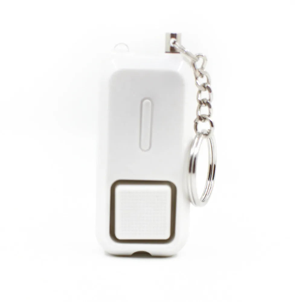 ZQ-202 personal safety alarm in pink colour showing compact 65x30x12mm dimensions