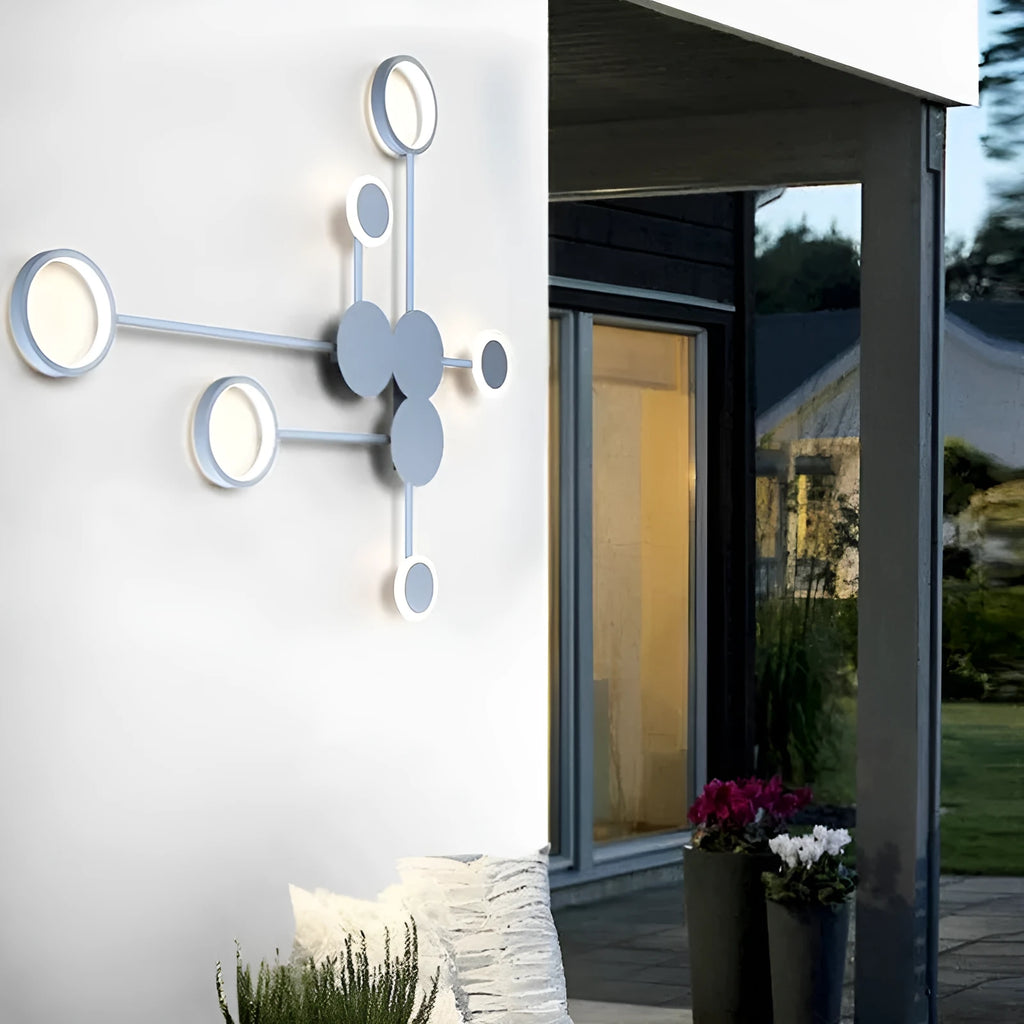 Contracted bedroom bedside wall lamp with 6 iron and acrylic heads in black finish