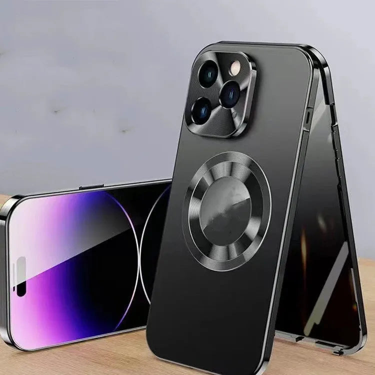 Magnetic iPhone case with metal clip and anti-peep tag in multiple colour options