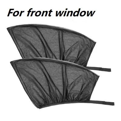Car side window sunshade mesh screen on car door window, non-woven fabric, elastic strip installation.