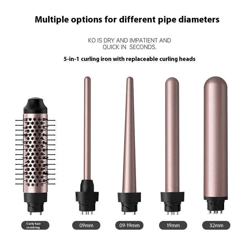 Automatic large wave hair curler in rose gold or black with three included headbands